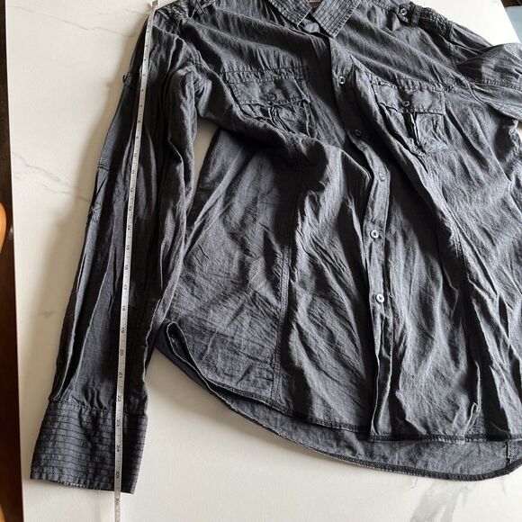 Sovereign Code Shirt Size XL Dark Gray Button Up Long Roll Tab Sleeves Western - Picture 14 of 15